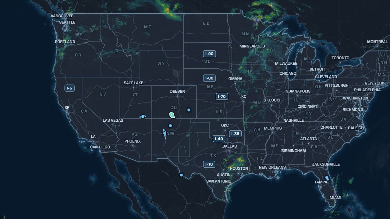 Recorded USA weather map example